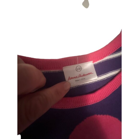 Hanna Andersson Purple Floral Striped Sweater Dress Size 160 US 14-16 Girls NWT - Picture 3 of 4